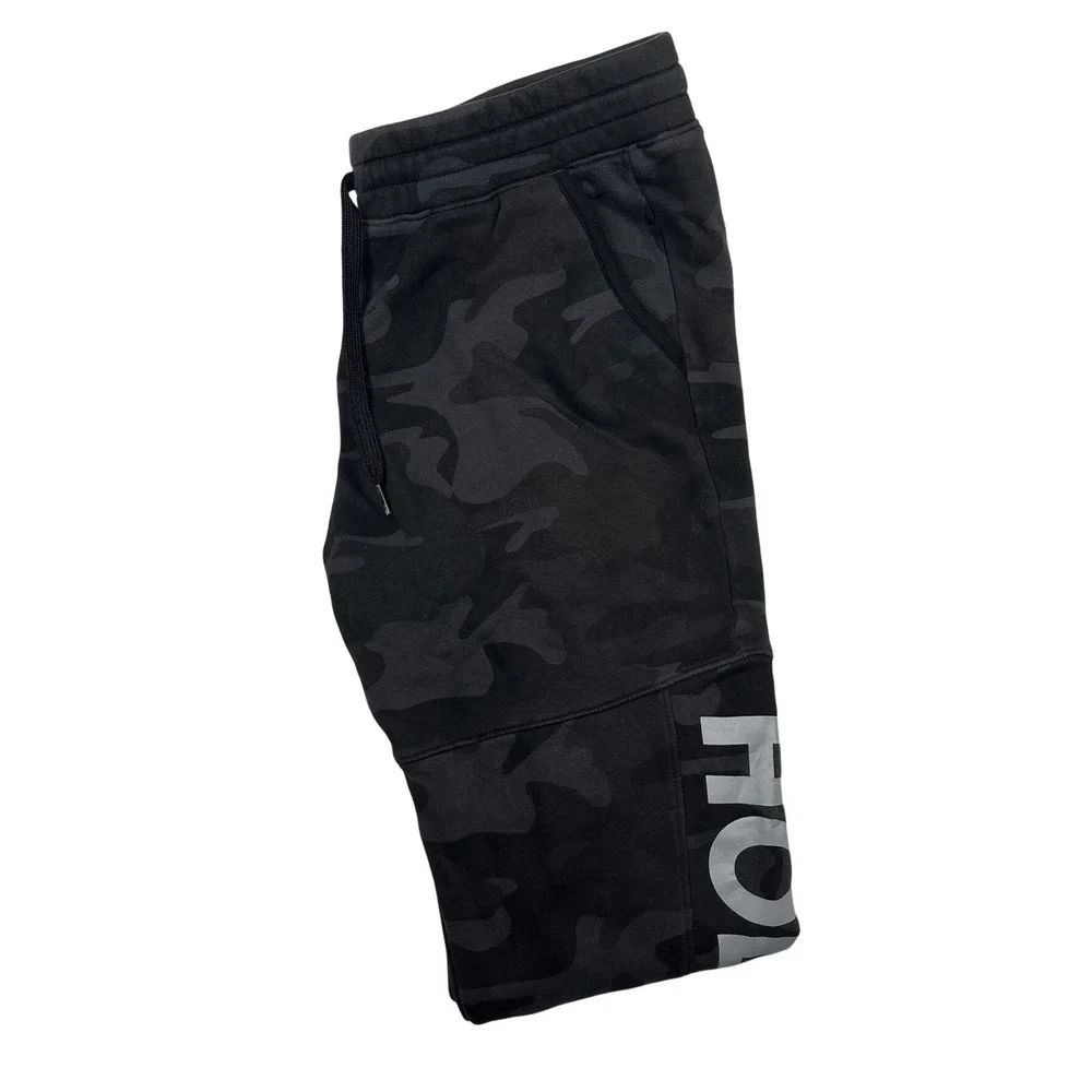 Hollister Joggers Mens M Black Gray Camo Reflective Graphic Fleece Sweatpant